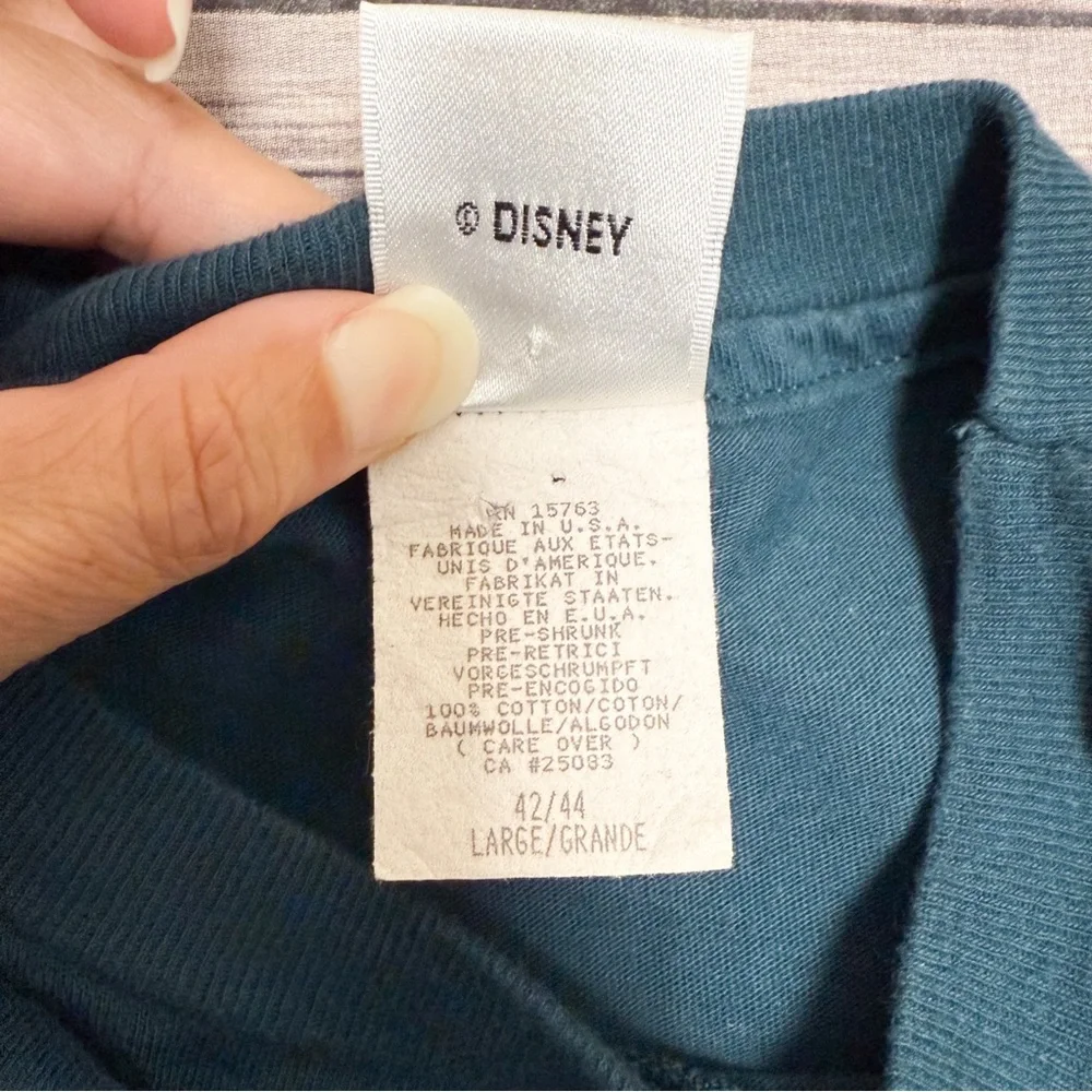 Disney Store Vintage Blue Cotton Single Stitch Mickey Graphic T Shirt Large USA